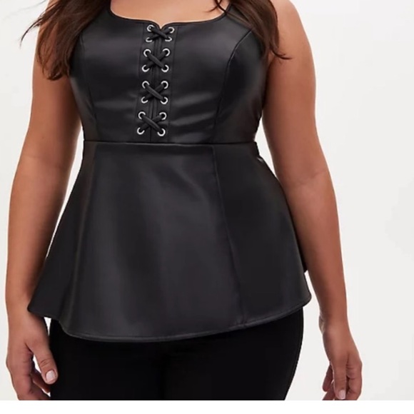 torrid Tops - Torrid Black Faux Leather Sleeveless
Peplum Top